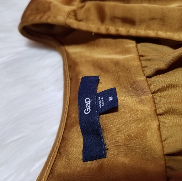 Gap Mustard Satin Silky Wrap Kimono style Blouse - Picture 3 of 6